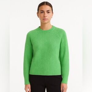H&M Women’s Wool Blend Lime Green Ribbed Pullover Sweater Size XS Casual Comfort